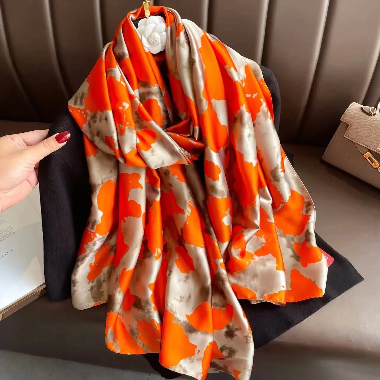 180x90 Cm Large Silk Soft Scarf Stylish Print Elegant Wrap
