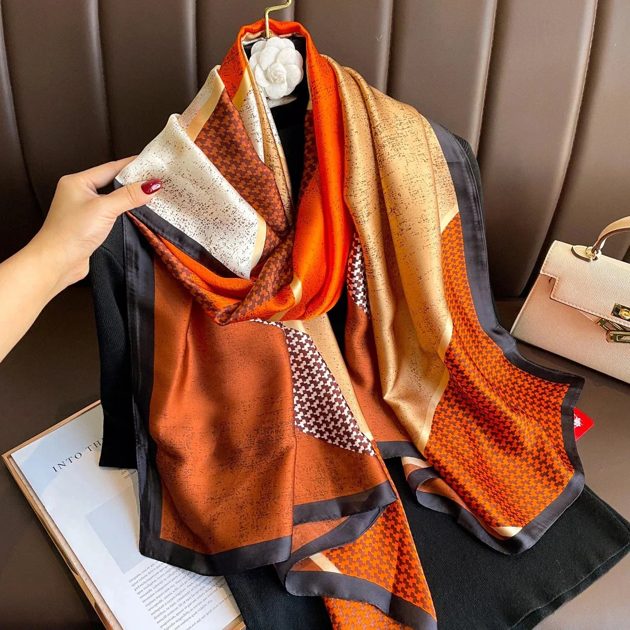 180x90 Cm Large Silk Soft Scarf Stylish Print Elegant Wrap