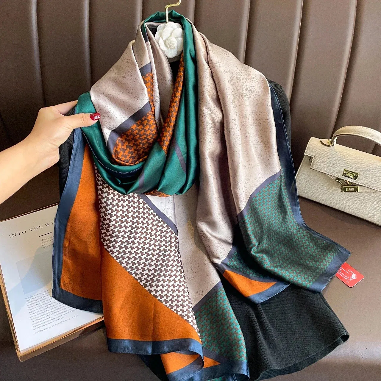 180x90 Cm Large Silk Soft Scarf Stylish Print Elegant Wrap