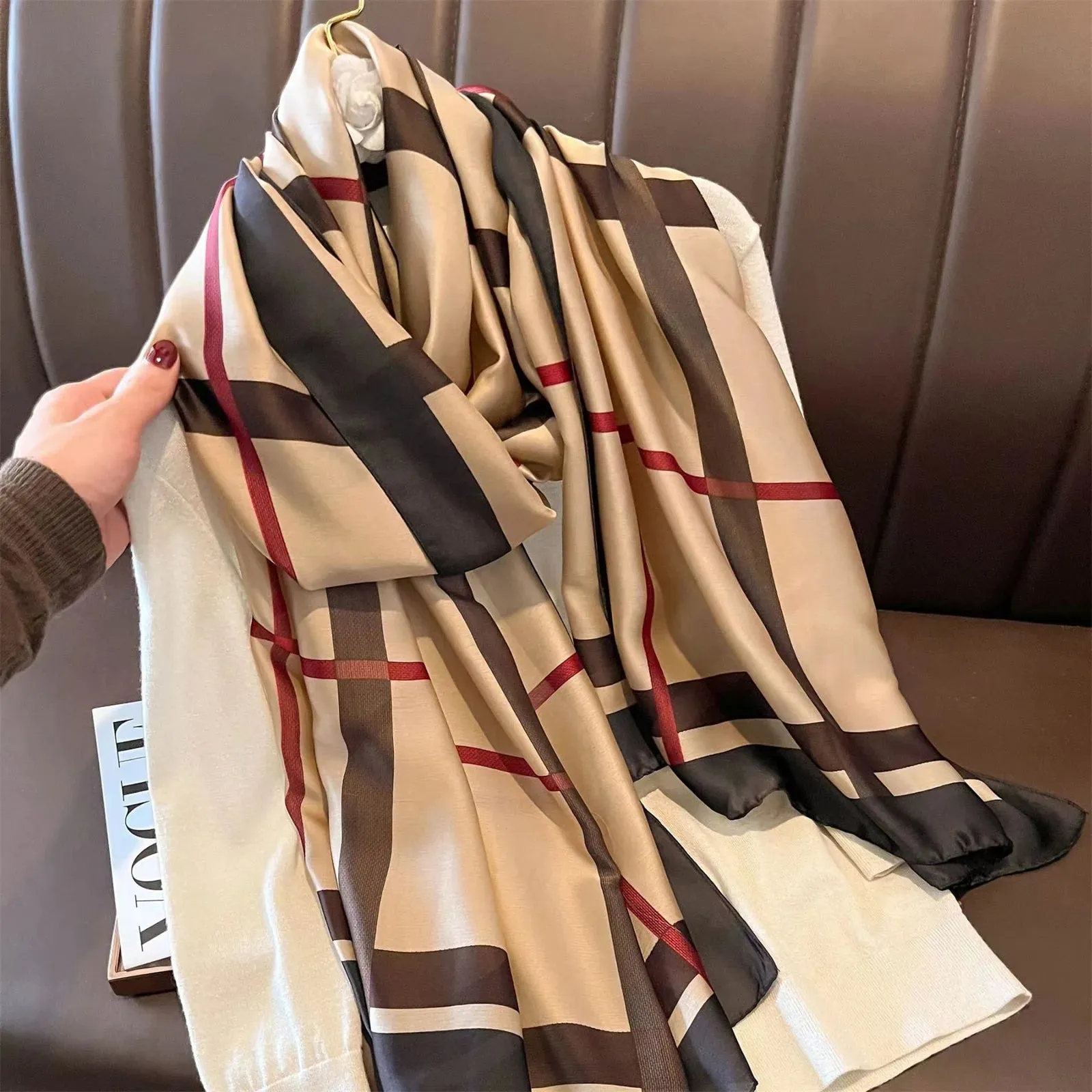 180x90 Cm Large Silk Soft Scarf Stylish Print Elegant Wrap