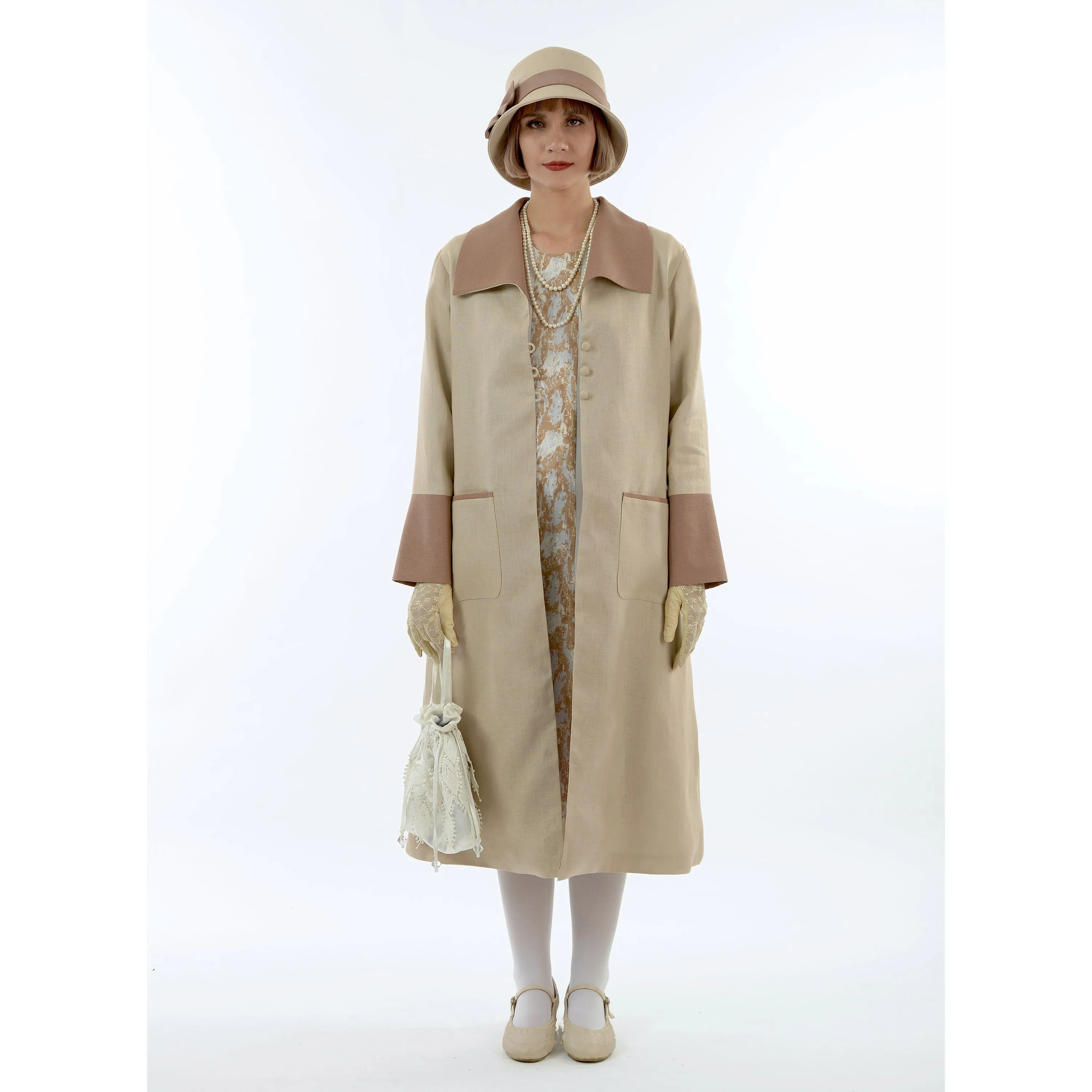 2-tone brown linen Great Gatsby summer party hat