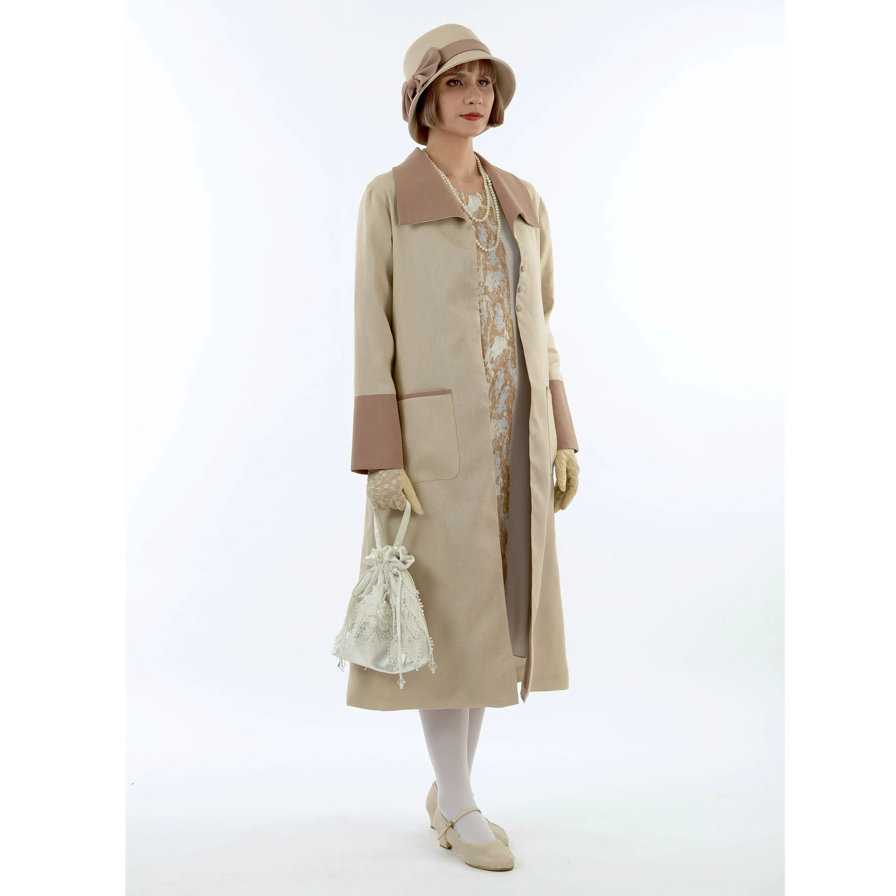 2-tone brown linen Great Gatsby summer party hat