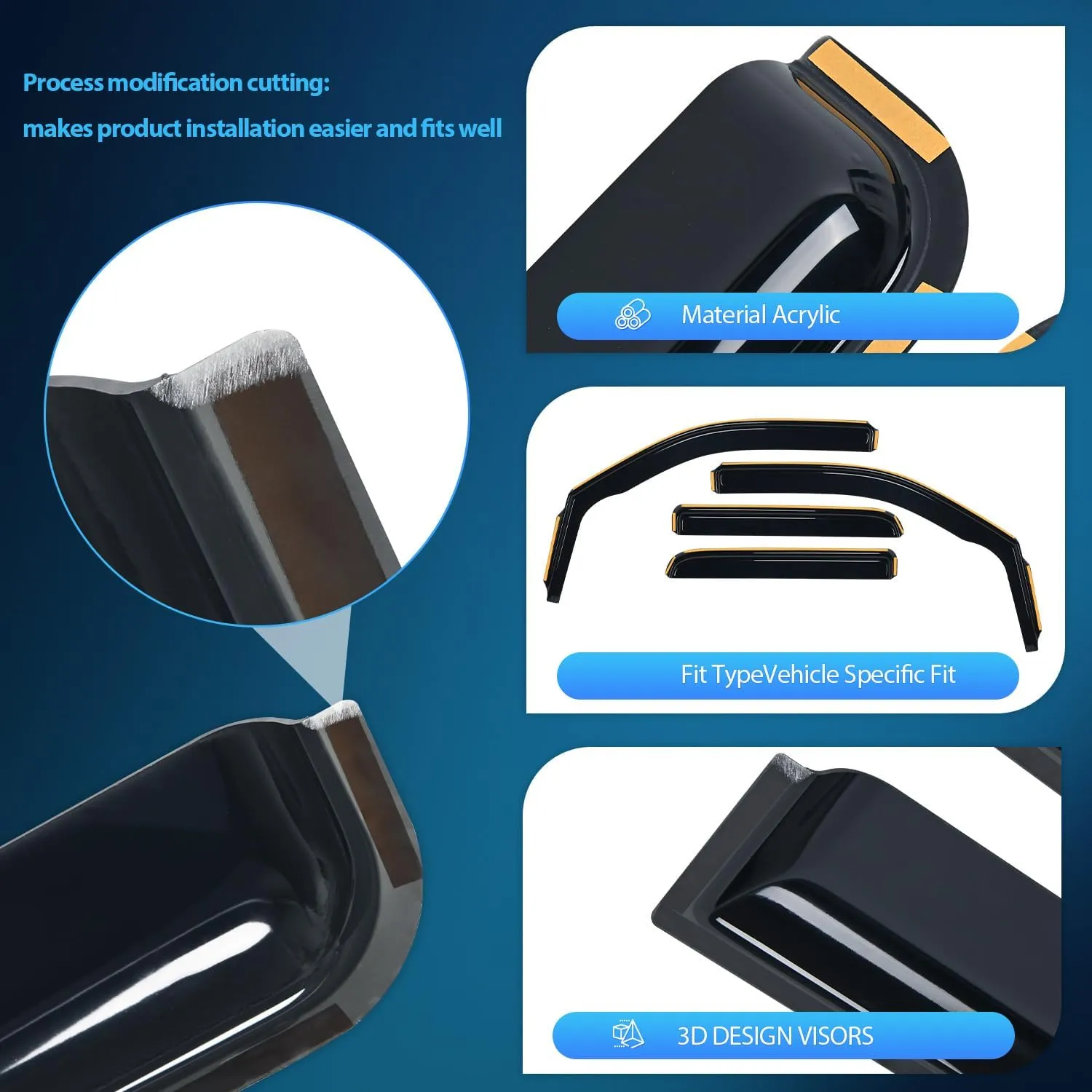 2009-2014 Ford F150 SuperCrew SVT Raptor SuperCrew Rain Guards Acrylic 4Pcs