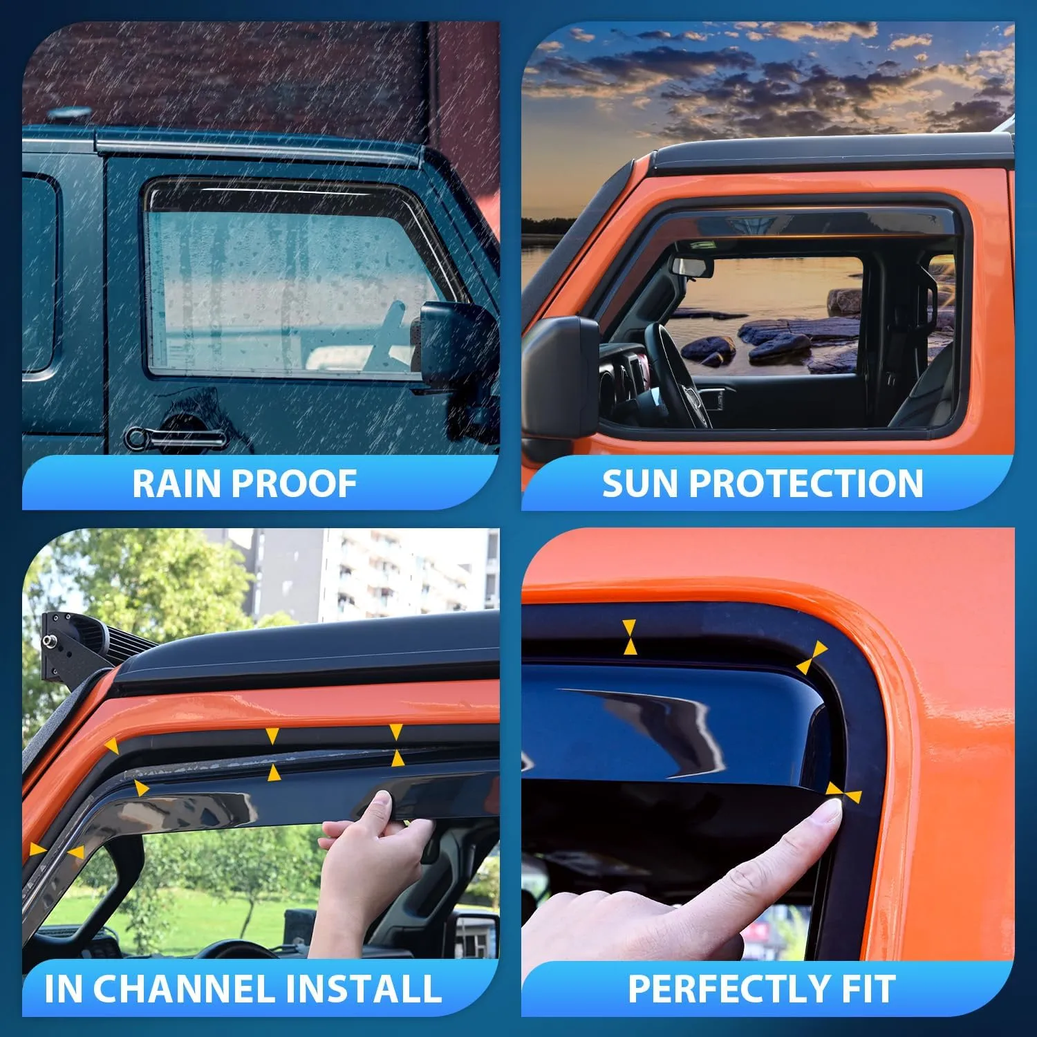 2009-2014 Ford F150 SuperCrew SVT Raptor SuperCrew Rain Guards Acrylic 4Pcs