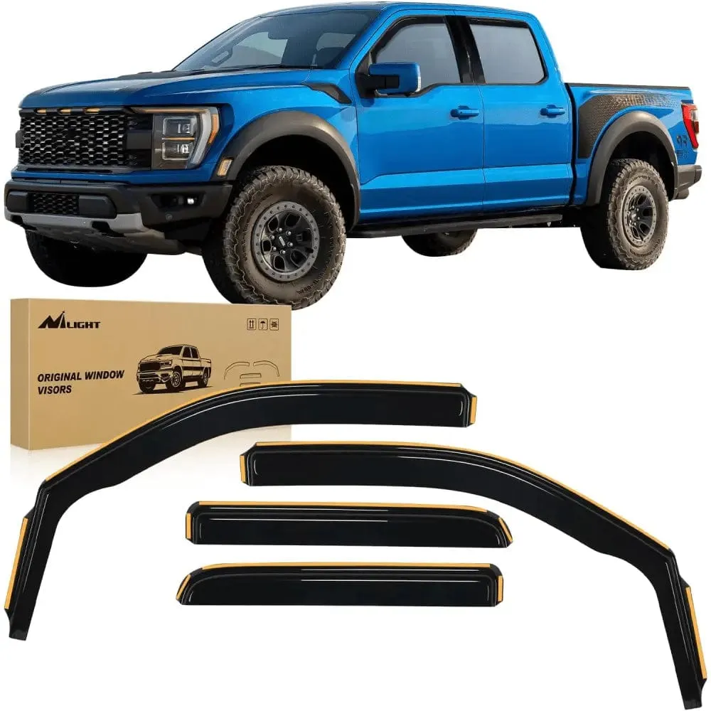 2009-2014 Ford F150 SuperCrew SVT Raptor SuperCrew Rain Guards Acrylic 4Pcs
