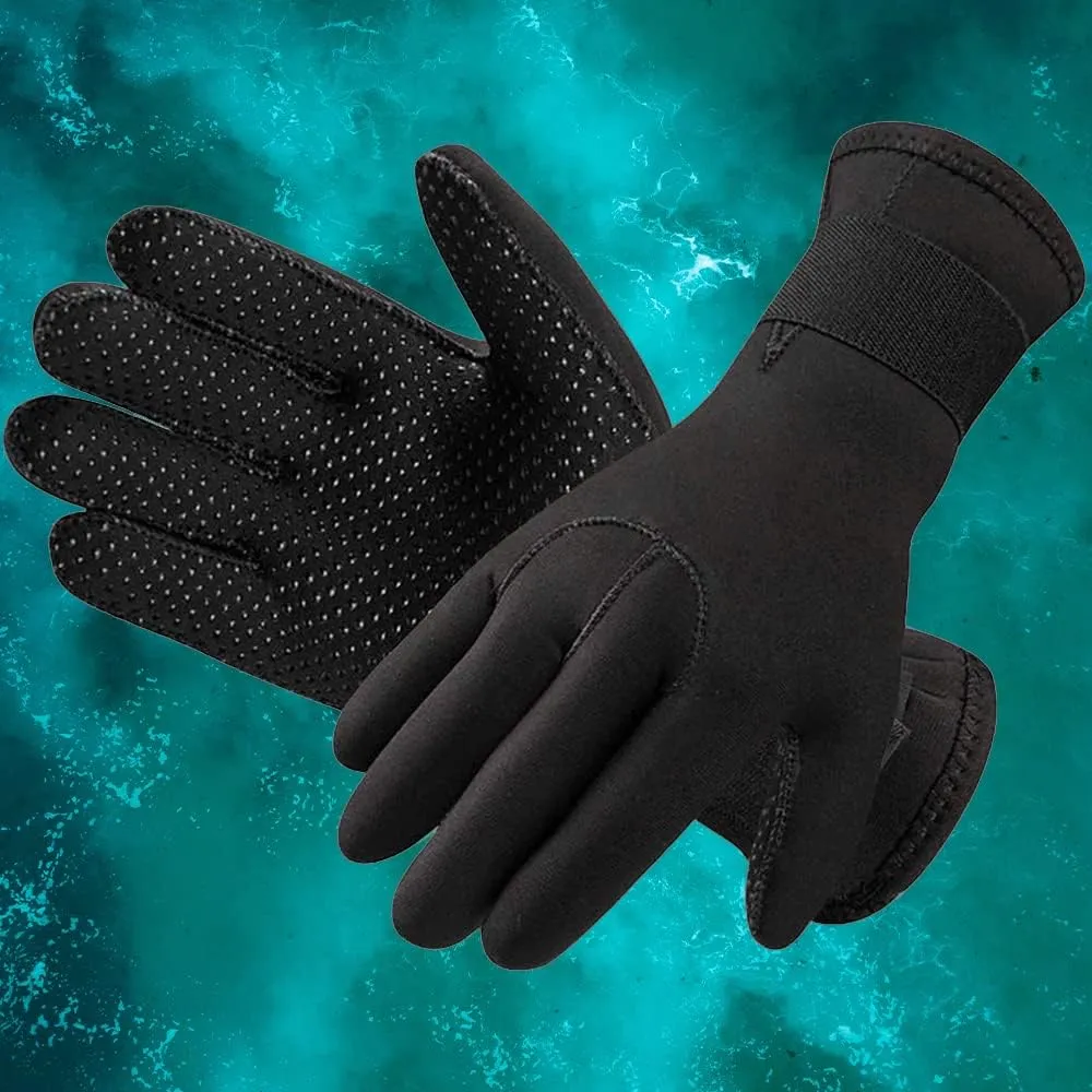 5mm Wetsuit Gloves Neoprene Diving Gloves Thermal Anti-Slip Scuba Gloves for Men Women Snorkeling Open Water Swimming Kayaking Surfing Fishing