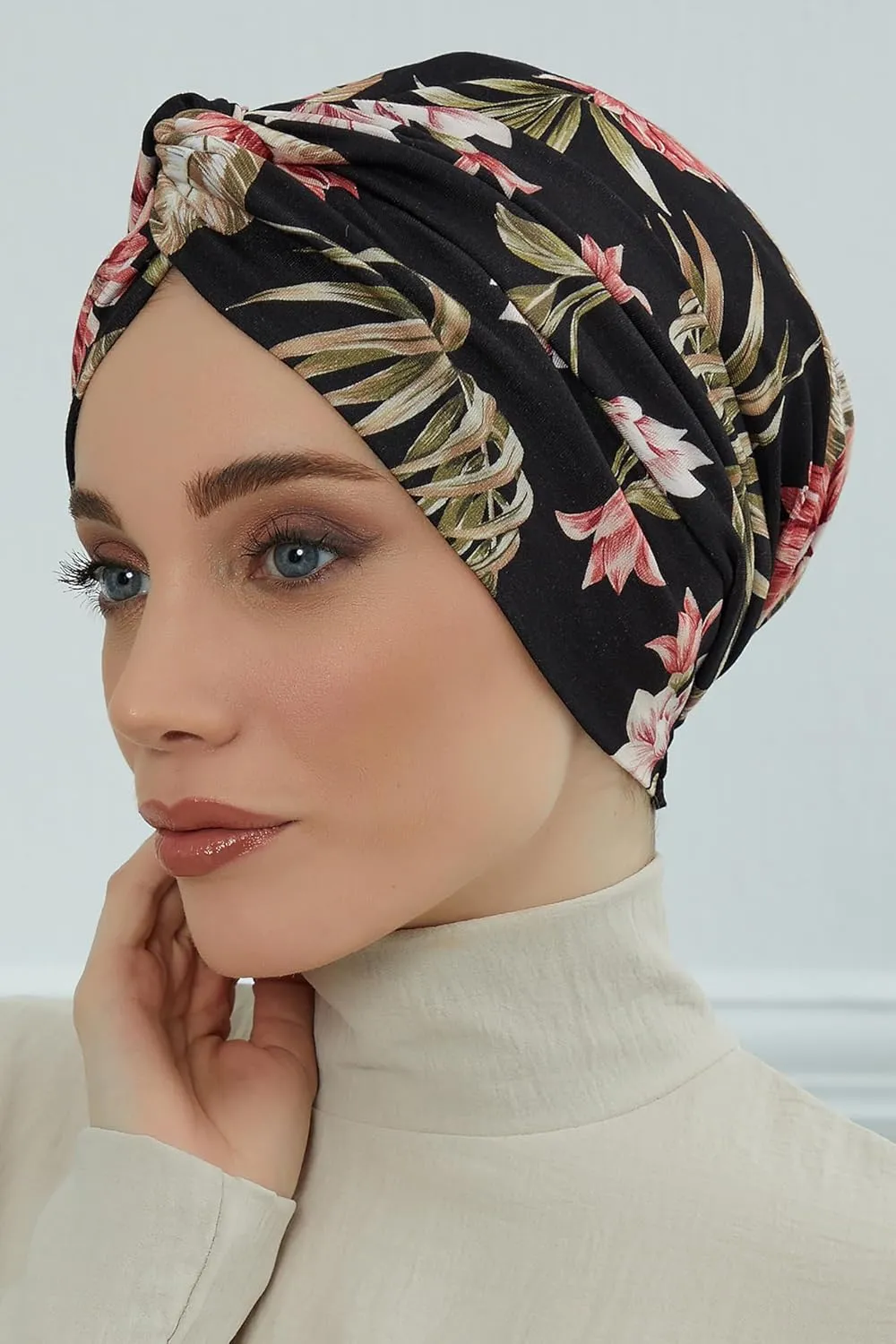 Aisha's Design Maharajah Instant Turban Hijab for Women Headwrap Lightweight Headscarf Modest Headwear for Women Indigo