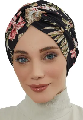 Aisha's Design Maharajah Instant Turban Hijab for Women Headwrap Lightweight Headscarf Modest Headwear for Women Indigo