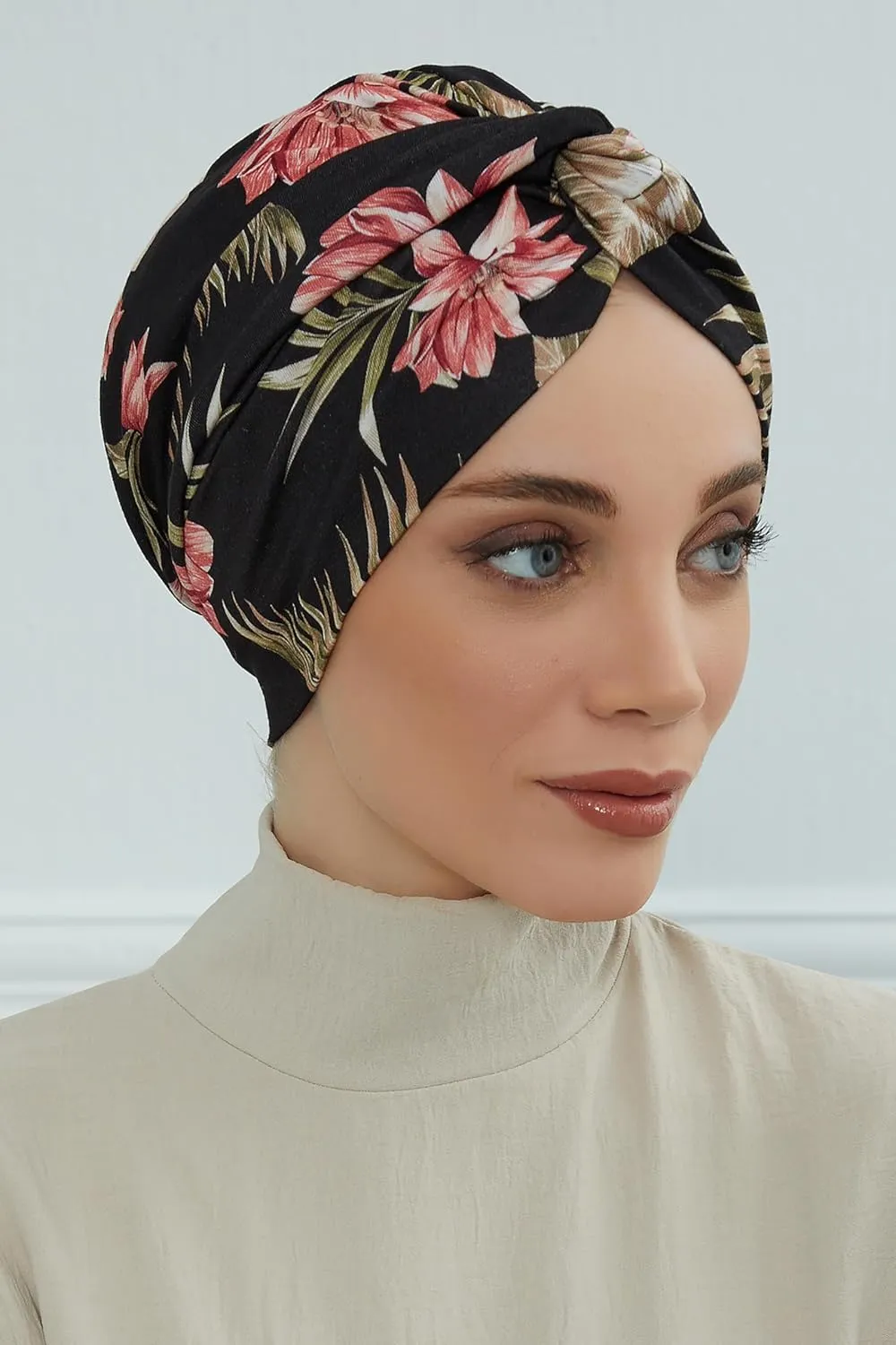 Aisha's Design Maharajah Instant Turban Hijab for Women Headwrap Lightweight Headscarf Modest Headwear for Women Indigo