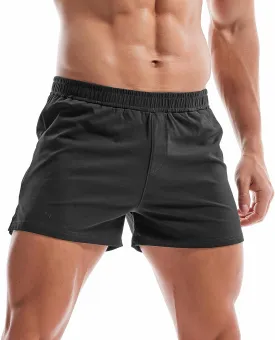 AMY COULEE Mens Gym Shorts 3" Bodybuilding Workout Shorts Lightweight Running Lounge Cotton Sleep Bottoms