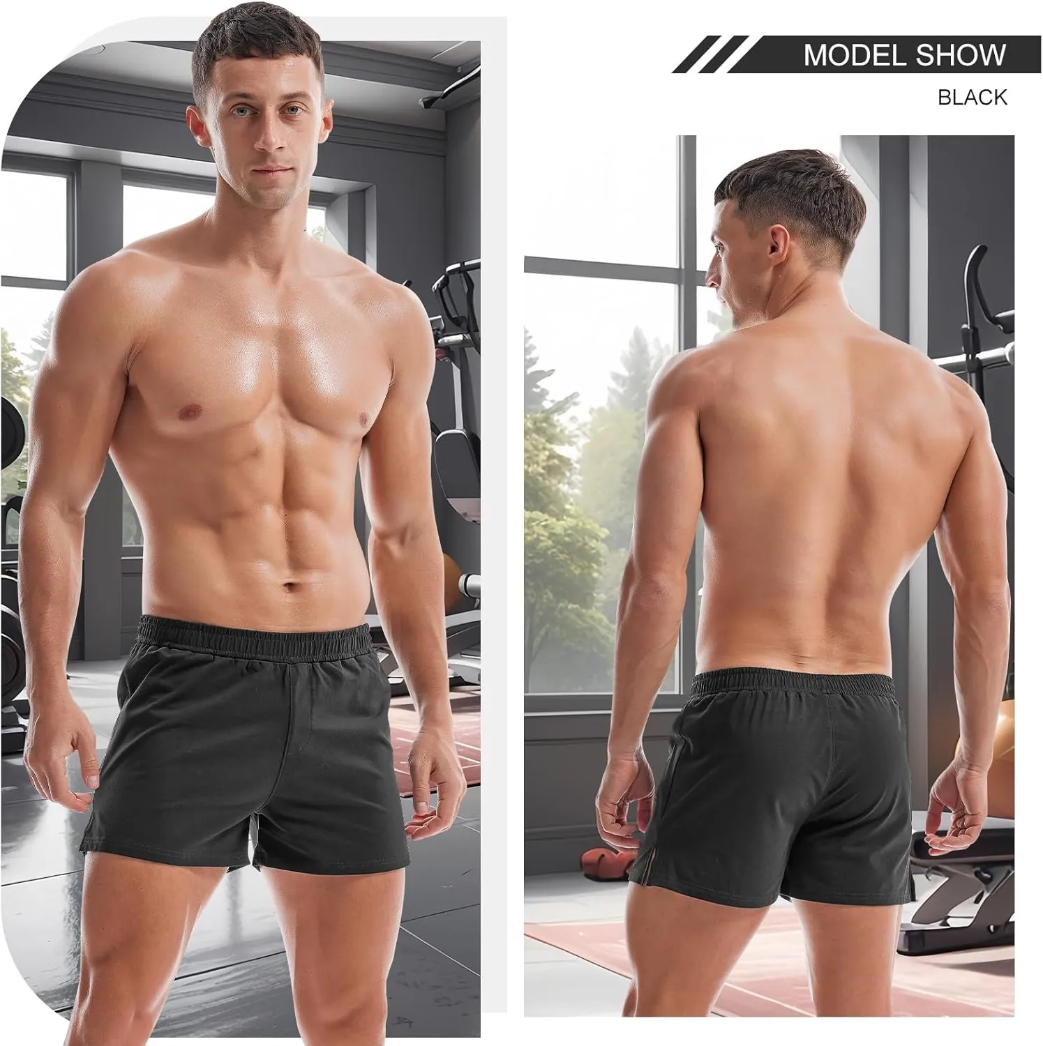 AMY COULEE Mens Gym Shorts 3" Bodybuilding Workout Shorts Lightweight Running Lounge Cotton Sleep Bottoms