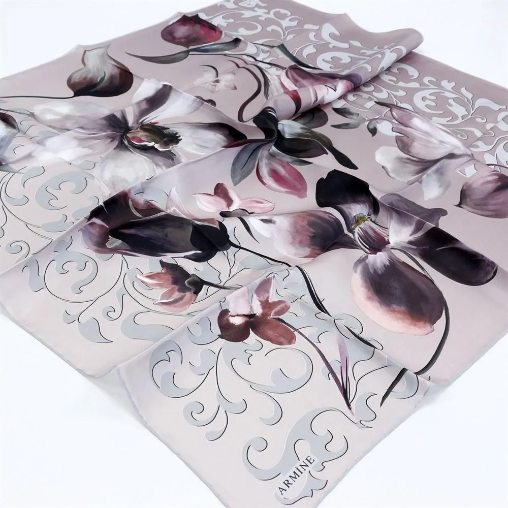 Armine Orchid Floral Silk Hair Wrap No. 82