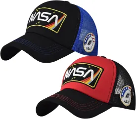 BAIMORE NASA Hat Baseball Cap Mesh Snap Back Adjustable Patchwork Outdoor Sports Cap