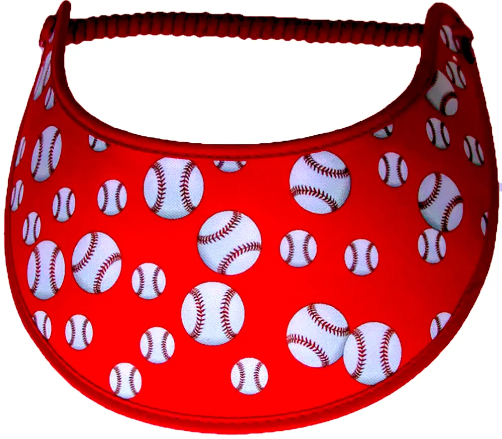 Baseballs on Red Sun Visors