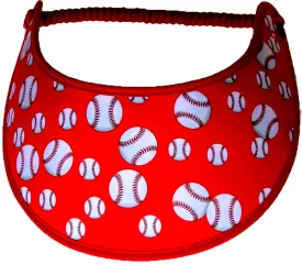 Baseballs on Red Sun Visors