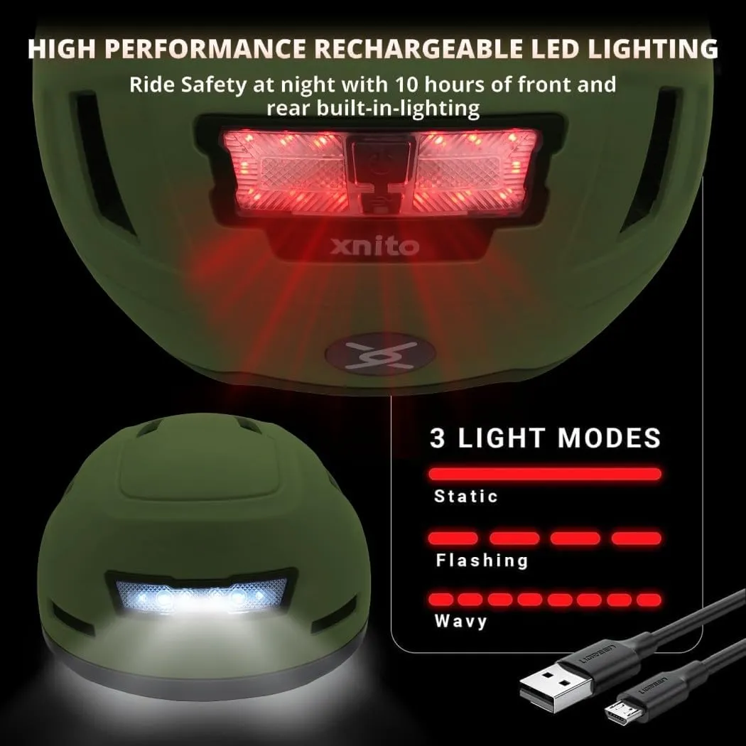 Bike Helmet with LED Lights - Urban Bicycle Helmet for Adults, Men & Women - CPSC & NTA-8776 Dual Certified - Class 3 E-Bikes, Scooters, Onewheel, Commuter, Mountain