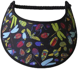 Black Sun Visor with Dragonflies and Assorted Bugs