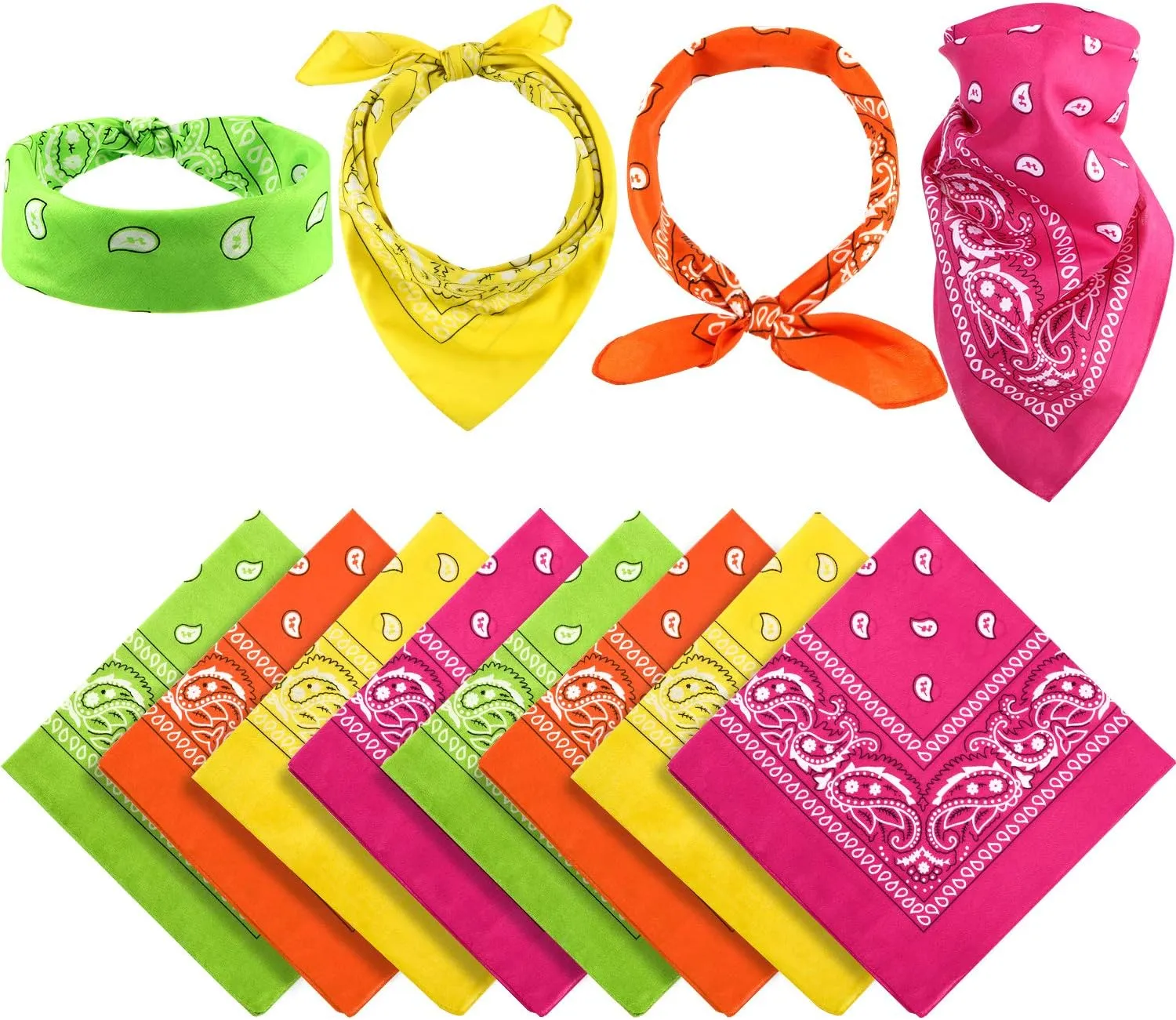 Blulu 12 Pack Unisex Paisley Bandanas Bulk Cowboy Bandanas Head Wrap Scarf Wristband for Men Women Bachelorette Party