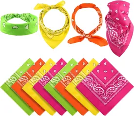 Blulu 12 Pack Unisex Paisley Bandanas Bulk Cowboy Bandanas Head Wrap Scarf Wristband for Men Women Bachelorette Party