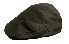 Brown Oiled Nubuck Leather Ivy Cap Golf Bunnet Newsboy Flat Gatsby 5 panel