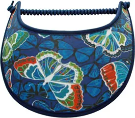 Butterflies and Silhouettes on a Royal Blue Sun Visor