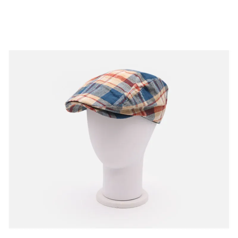 Check Beret Hat Plaid Men and Women Peaked Cap Beret