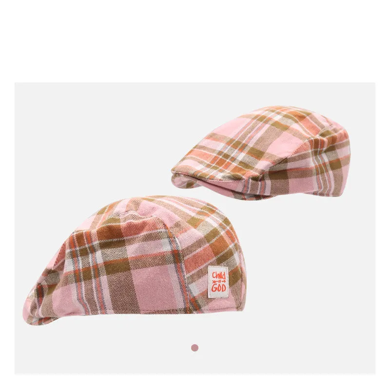 Check Beret Hat Plaid Men and Women Peaked Cap Beret