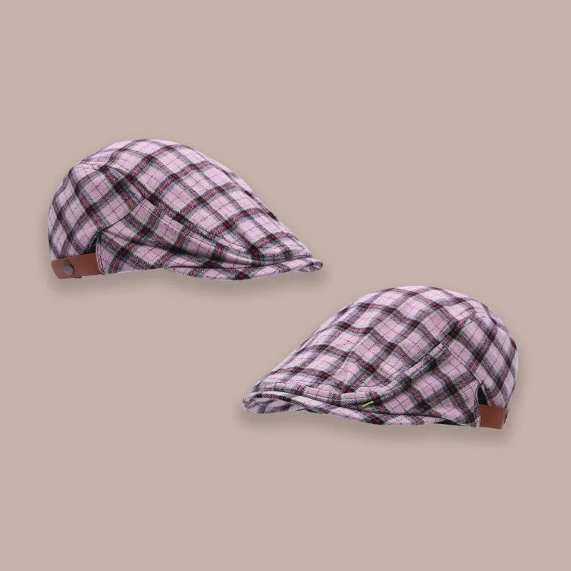 Check Beret Hat Plaid Men and Women Peaked Cap Beret