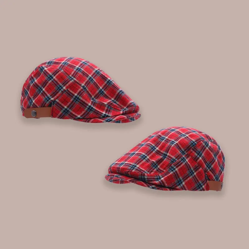 Check Beret Hat Plaid Men and Women Peaked Cap Beret