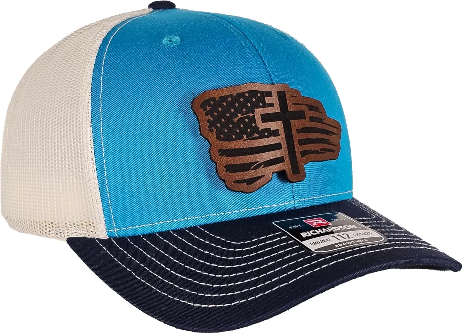 Christian Cross American Flag Richardson Unisex Snapback hat