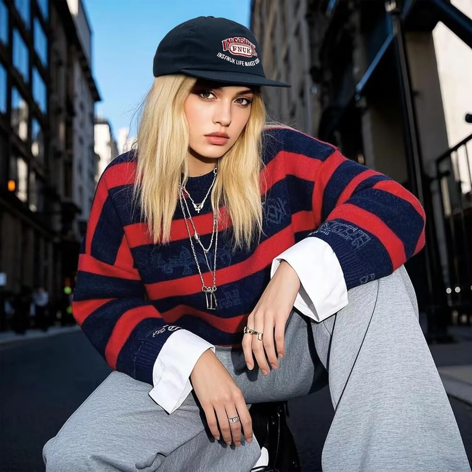 Clakllie Flat Bill Baseball Cap Snapback Trucker Hat Steet Casual Hip Hop Cap Breathable Runner Cap Vintage Low Profile Hat