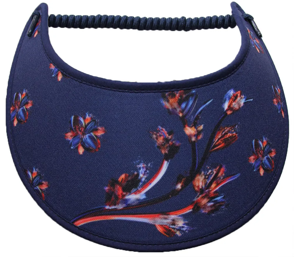 Copper Colored Flowers on Navy Sun Visor