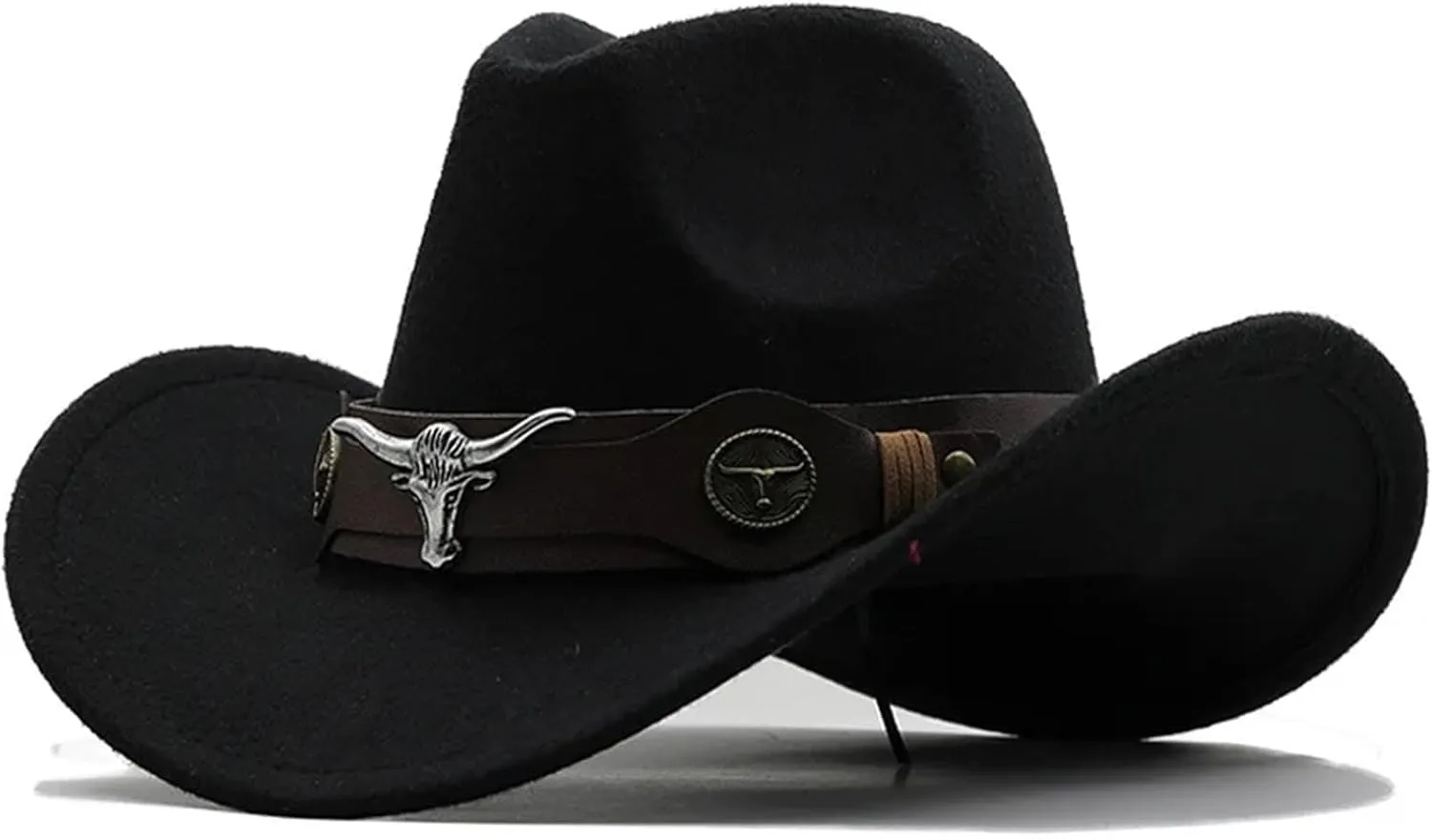 Cowboy Hat Western Cowboy Hat 3 Sizes Woolen Jazz Top Hat Men Ethnic Style Ribbon Felt Cap Riding Fedora Hat