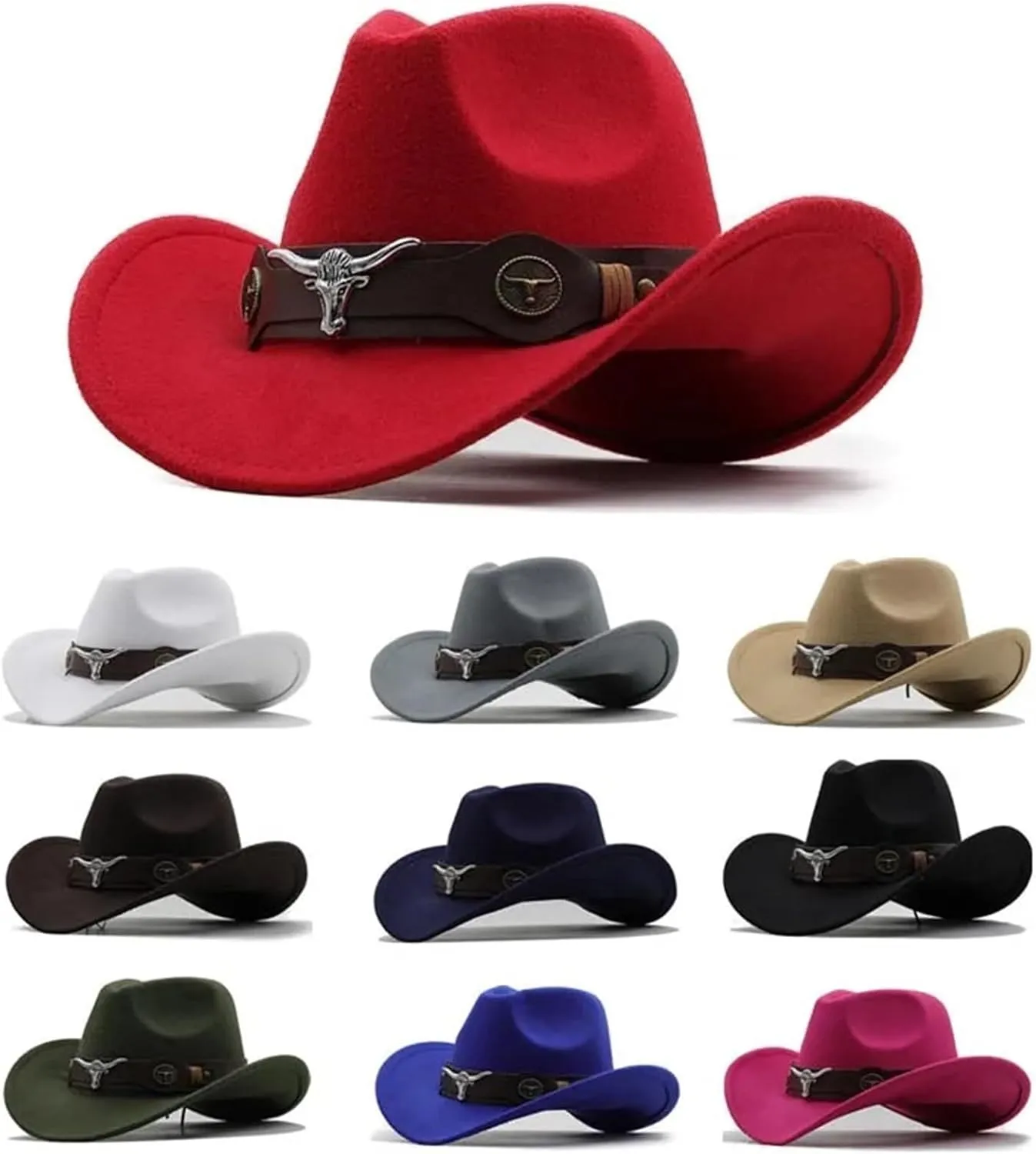 Cowboy Hat Western Cowboy Hat 3 Sizes Woolen Jazz Top Hat Men Ethnic Style Ribbon Felt Cap Riding Fedora Hat
