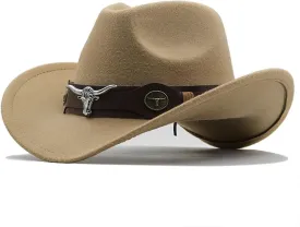 Cowboy Hat Western Cowboy Hat 3 Sizes Woolen Jazz Top Hat Men Ethnic Style Ribbon Felt Cap Riding Fedora Hat