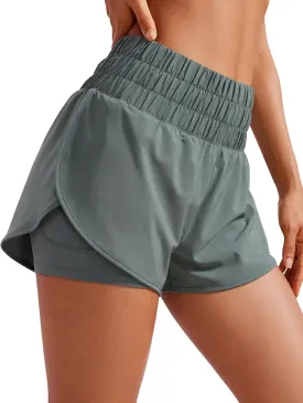 CRZ YOGA High Waisted Running Shorts for Women 3" - Split Breathable for Athletic Tennis Gym Workout with Pockets