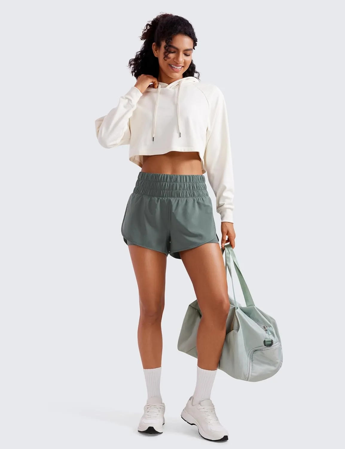 CRZ YOGA High Waisted Running Shorts for Women 3" - Split Breathable for Athletic Tennis Gym Workout with Pockets