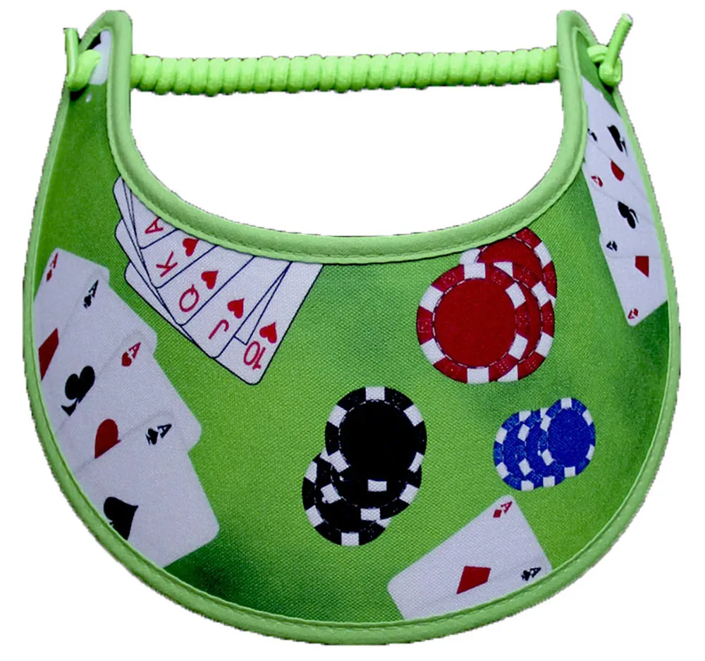 Dice Cards and Chips on Green Sun Visor
