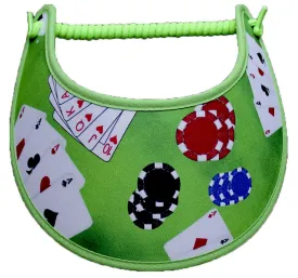 Dice Cards and Chips on Green Sun Visor