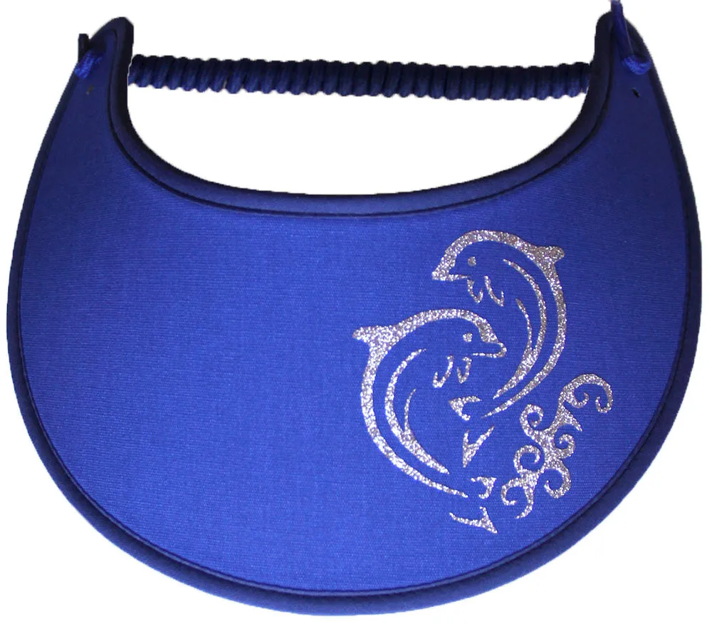 Dolphins with Silver Glitz on Royal Blue Sun Visor