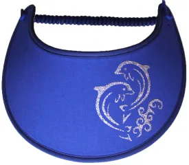 Dolphins with Silver Glitz on Royal Blue Sun Visor