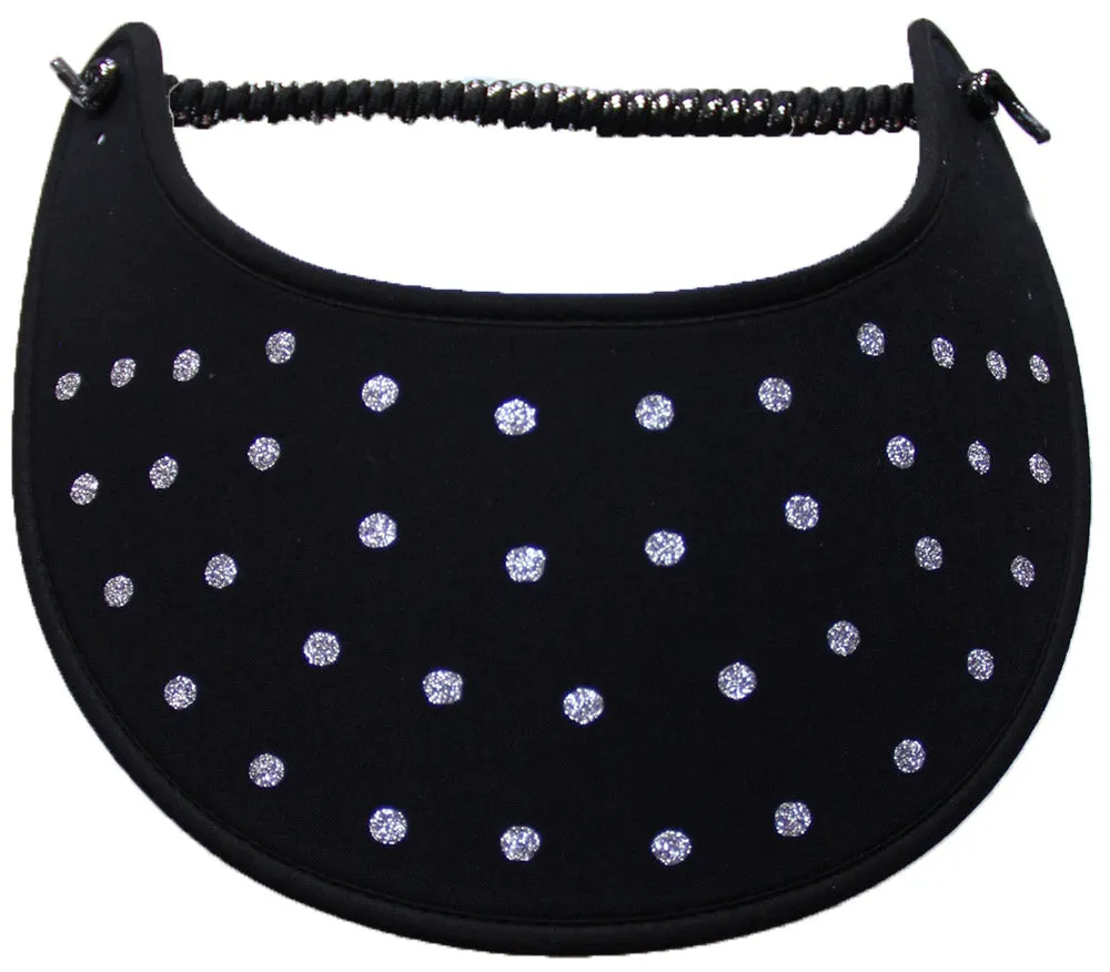 Dots of Silver Glitz on a Black Sun Visor
