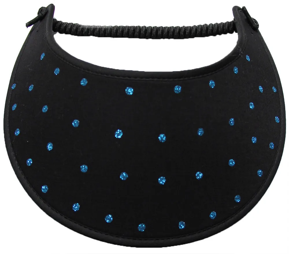Dots of Turquoise Glitz on Black Sun Visor
