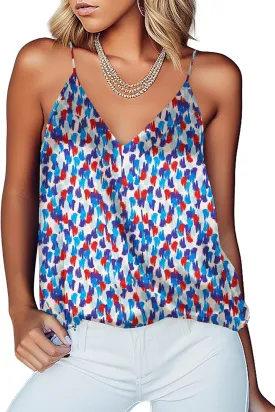 Ekouaer Women's Silk Satin Camisole Tank Tops V Neck Sleeveless Spaghetti Straps Blouse Casual Racerback Shirt