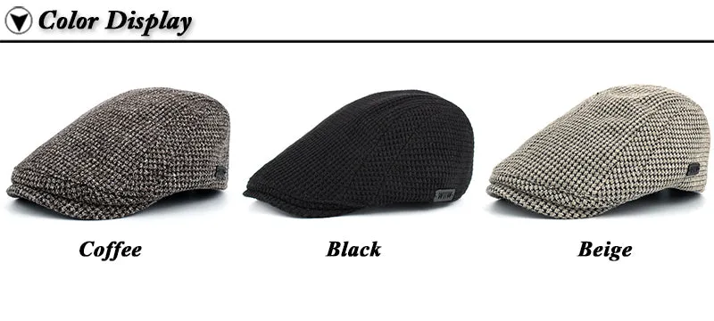 Fashion Winter Cotton Beret Hat For Men-Coffee,Black,Beige