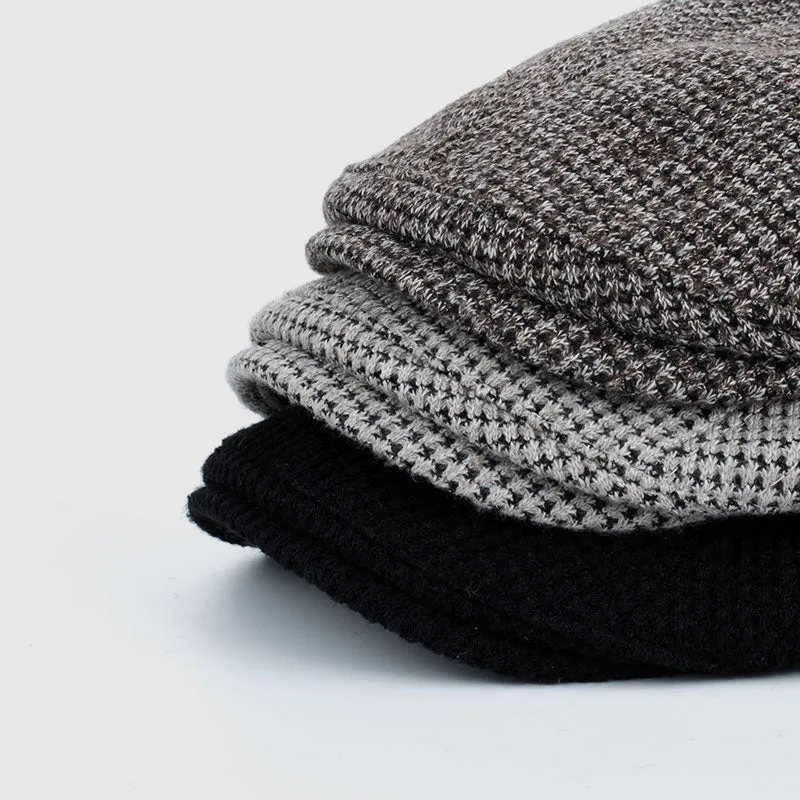 Fashion Winter Cotton Beret Hat For Men-Coffee,Black,Beige