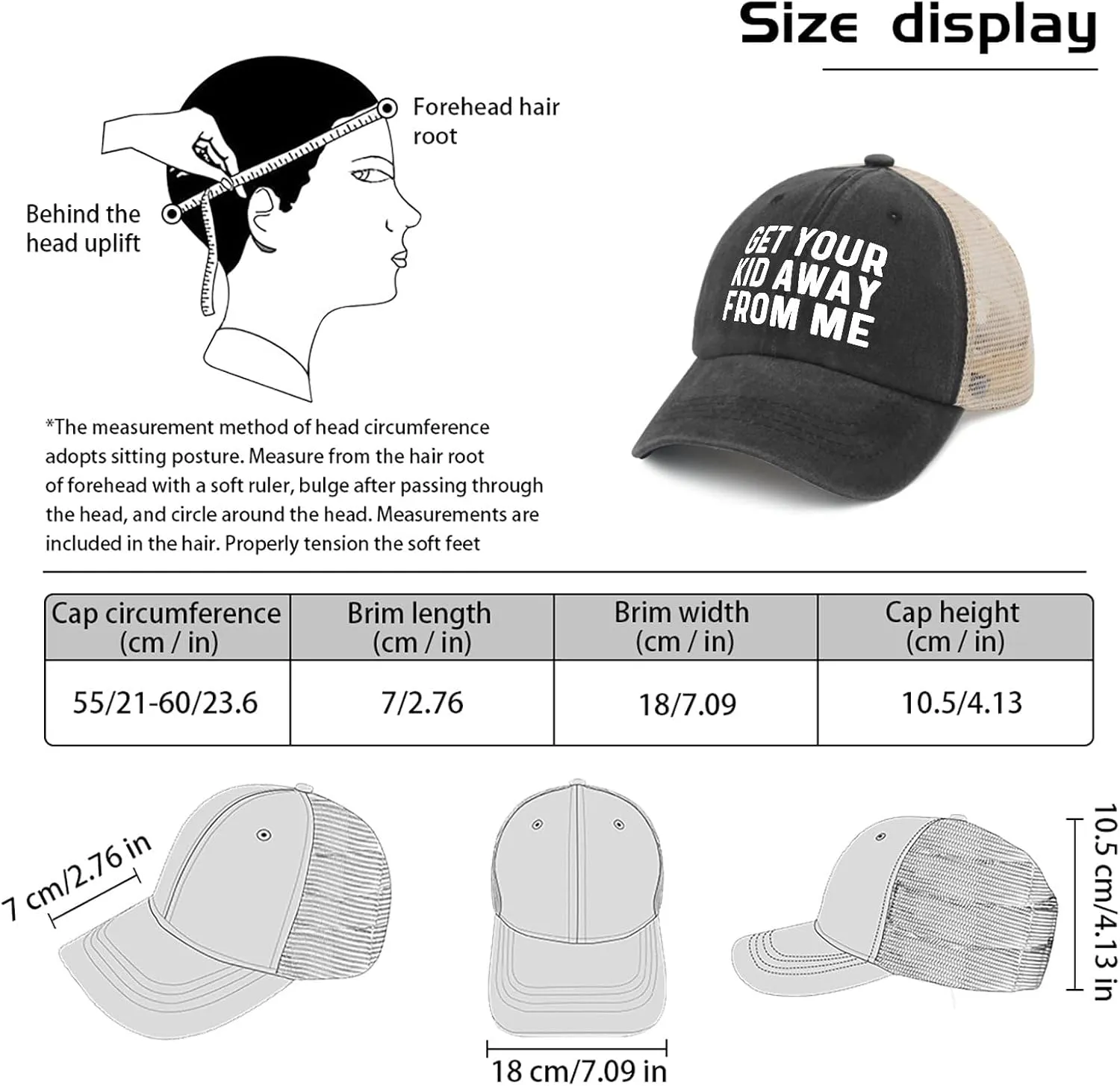 GET Your Kid AWAYS from ME Trucker Hat Men Vintage Mesh Cap for Summer