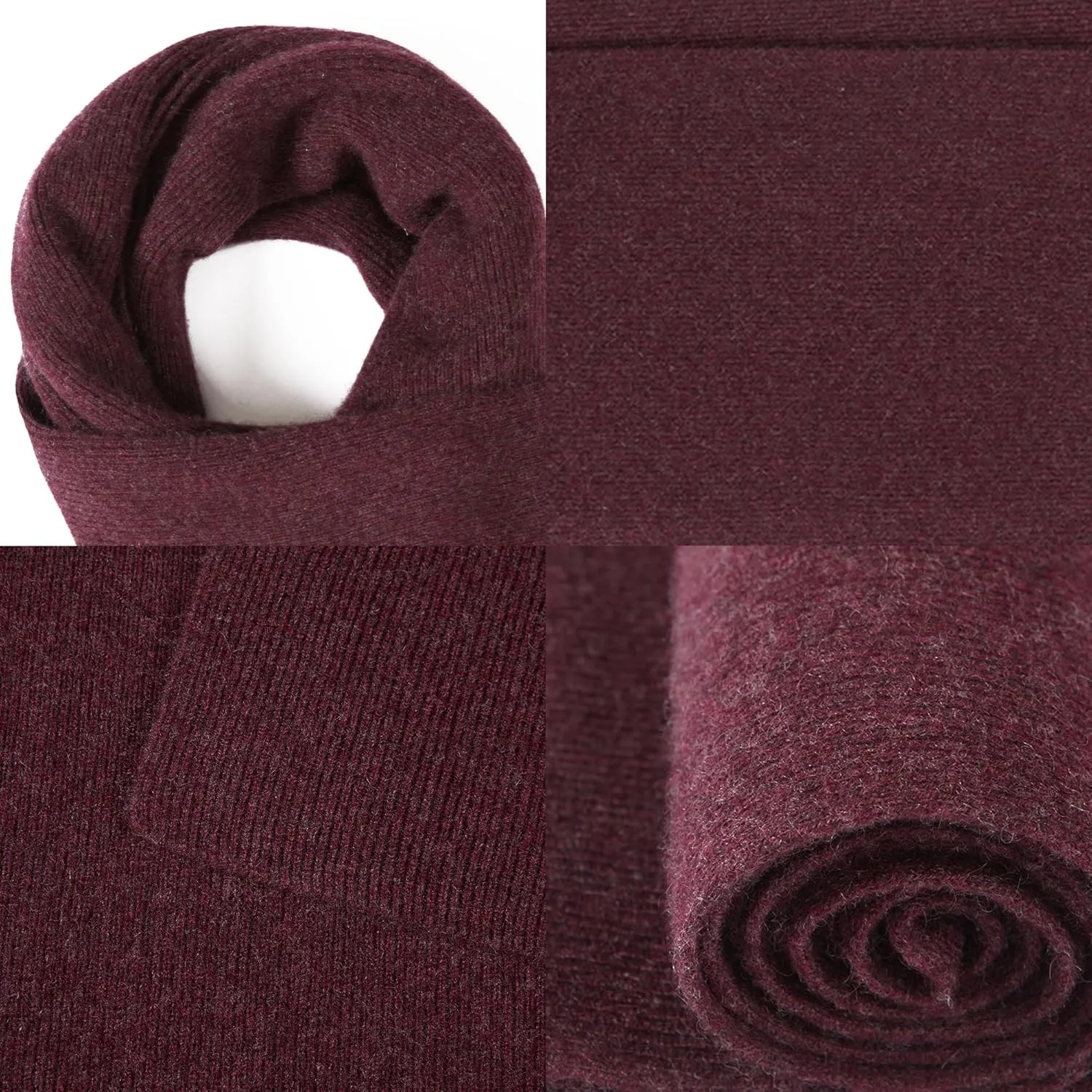 GreenMount Mens Cashmere Scarf Ribbed Knitted 100% Cashmere Scarf Warm Thick Soft for Fall Winter Men