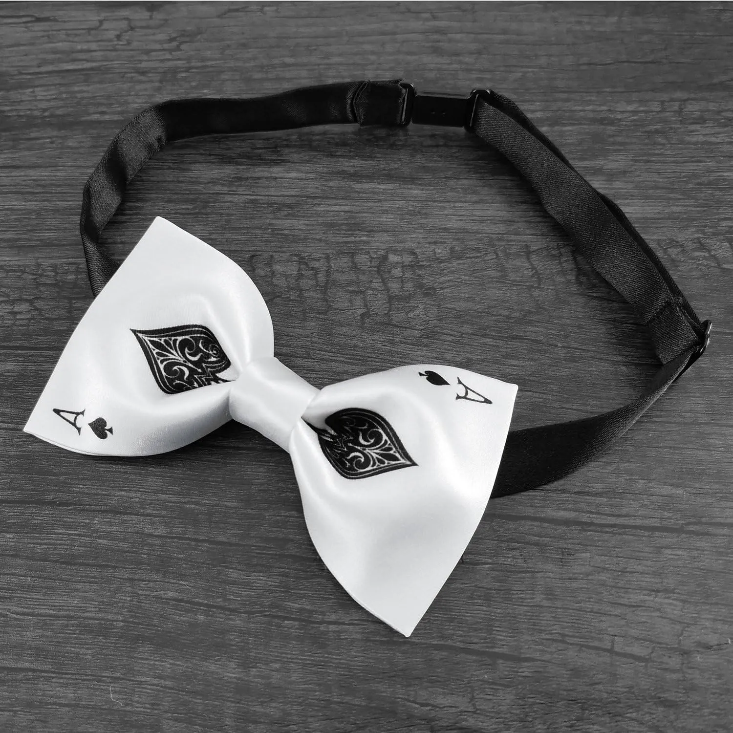 GUUNIEE Mens Satin Silk Bowtie Poker Ace Bow Ties