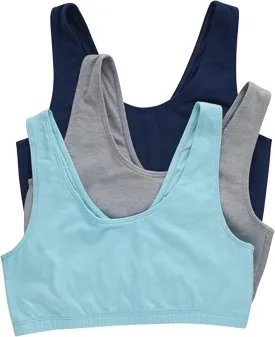 Hanes Women's Scoopneck Cotton Bralette Crop Top (3 Pack)